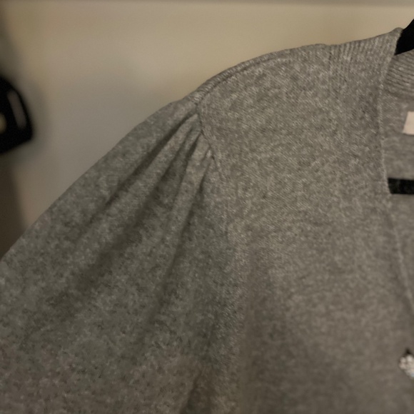Loft Grey Cardigan with Rhinestone Buttons | Size Medium - Picture 3 of 5